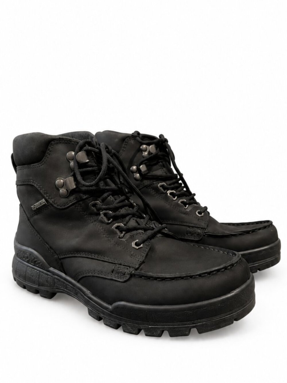 ECCO Track 25 Mid GTX Boots Women's EU 38 US 7-7.5 Black Nubuck Gore-Tex Moc Toe
